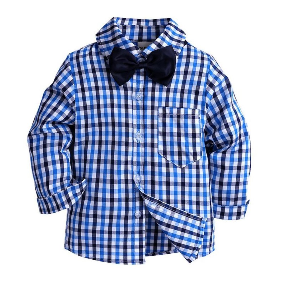 Boys Plaid Bow Tie Shirt (2 Colors)